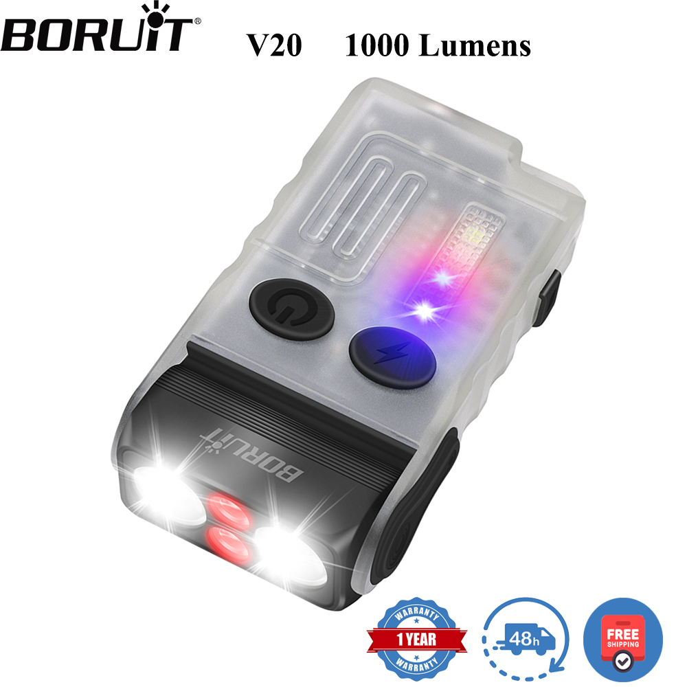 Keychain Flashlight - BORUiT V20 Fluoreszenz-Buzzer EDC LED-Schlüsselanhänger-Taschenlampe mit