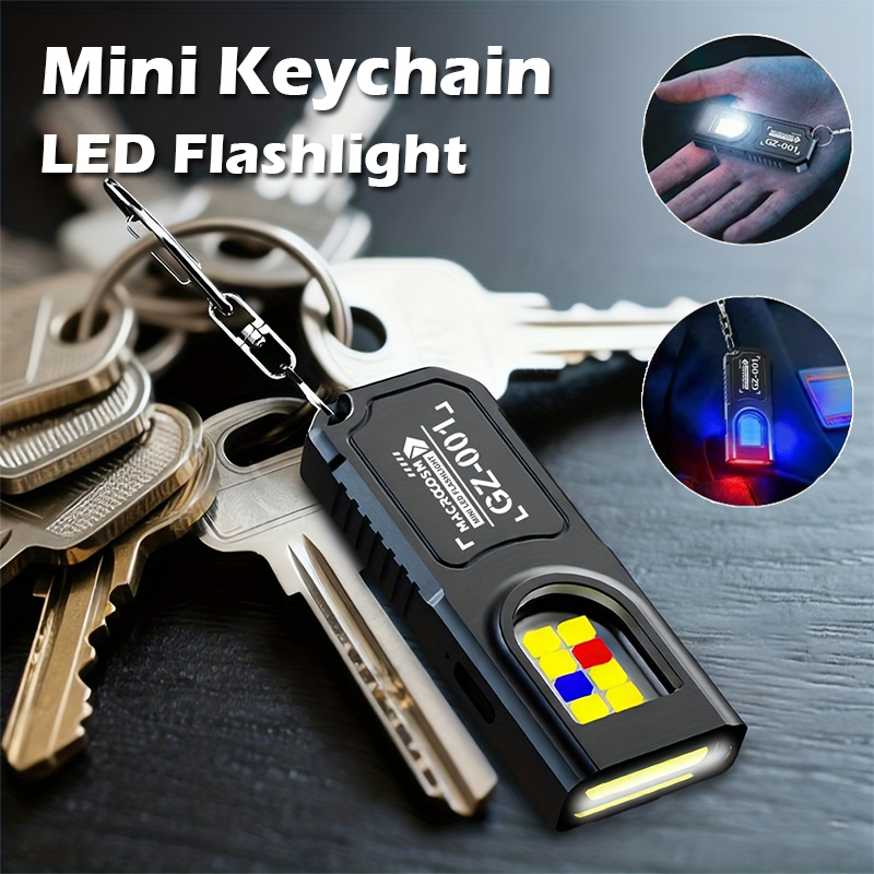 Keychain Flashlight - Leistungsstarke Mini COB LED Schlüsselanhänger-Taschenlampe USB-C
